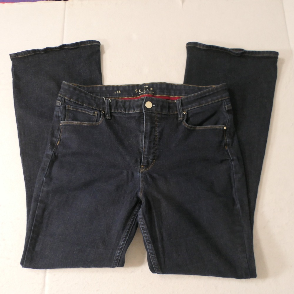 White House Black Market Women Jeans 14 Dark Blue Sculpt Skinny Flare High‎ Rise
